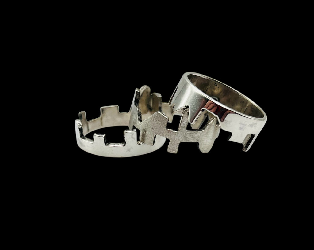 Triple Puzzle Rings - Geometric